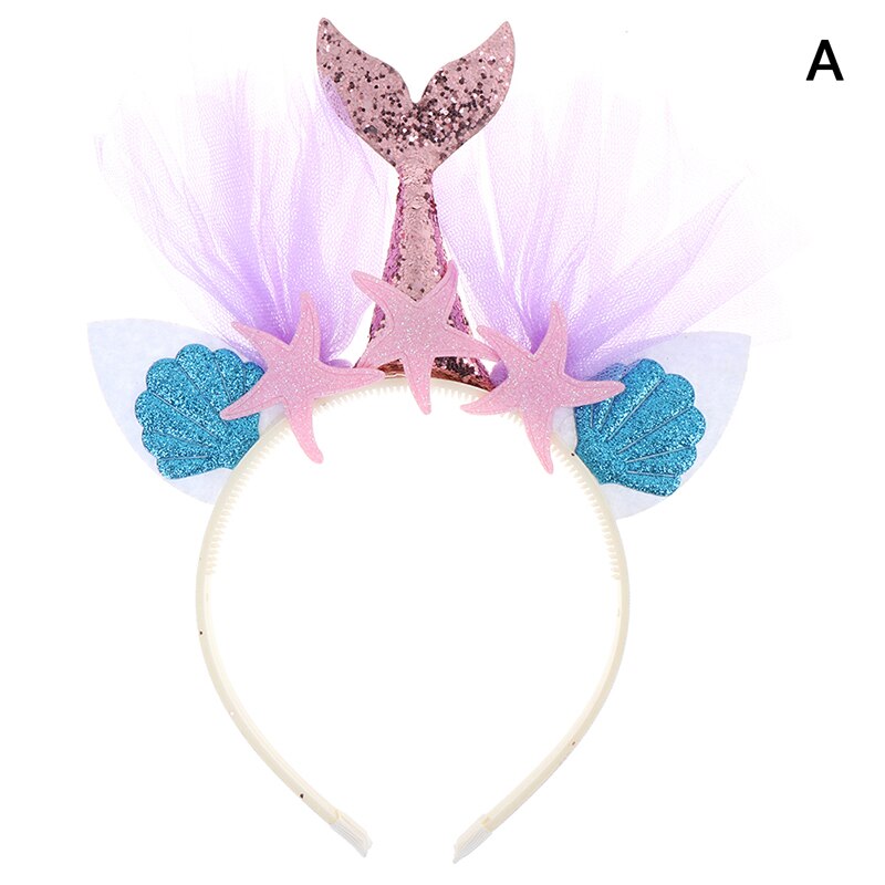 Diadema con corona de de sirenita, sombrero con cola de sirena, ACCESORIOS FOTOGRÁFICOS para niña, de cumpleaños, accesorios para el cabello de sirena: 1