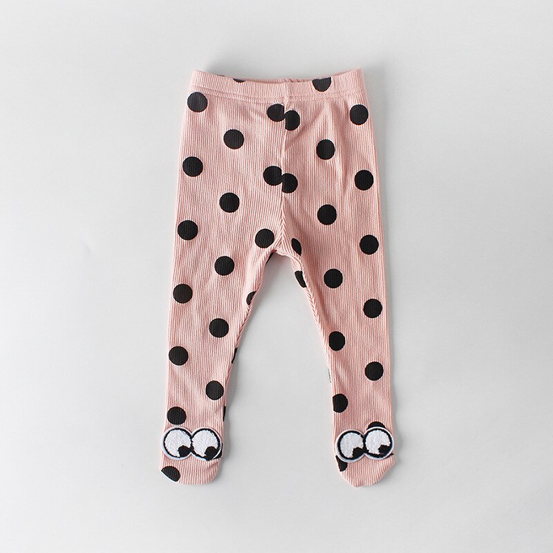 Koodykids Baby Boy Pants Spring Autumn Baby Legging Black Dot Baby Girl Leggings Socks Feet Pants Spring 0-2 Years: pink / 12M