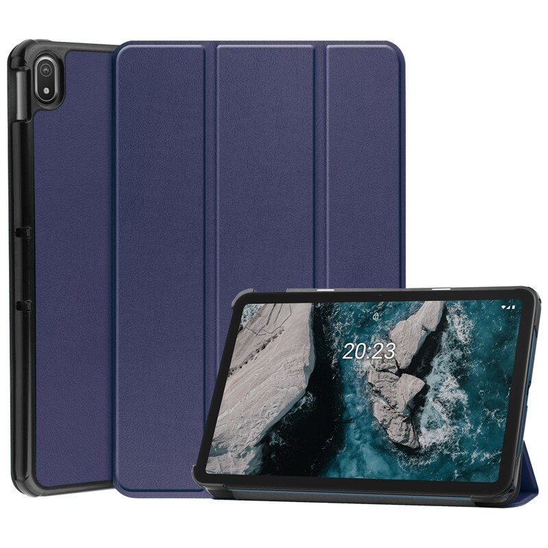 For Tablet Nokia T20 T 20 Case PU Leather Tri-Folding Stand Magnetic Protective Cover for Funda Nokia T20 Tablet Kids: dark Blue