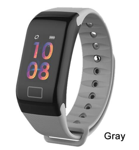 NAIKU écran couleur F1S Fitness Tracker tension artérielle Bracelet intelligent moniteur de sommeil rappel d'appel hommes montre pour iPhone 7 Huawei: F1S gray