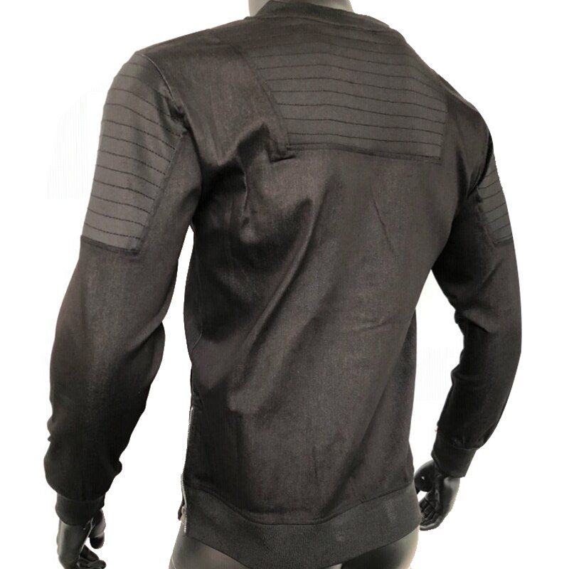 Heren gewassen spijkerjas sport trainingspak opstaande kraag jas voor heren patchwork lente herfst