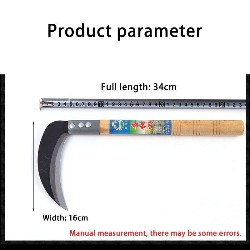 Faucille d'herbe de jardinage légère en acier au manganèse à longue poignée tranchante faucille à main pour désherber l'outil de jardin agricole