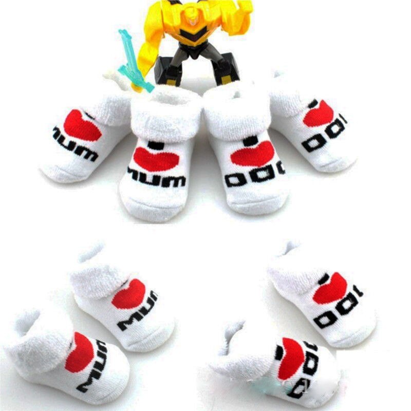 Inverno quente bebê crianças meninas meninos meias princesa amor mãe pai algodão curto tornozelo meias 0-6m novo