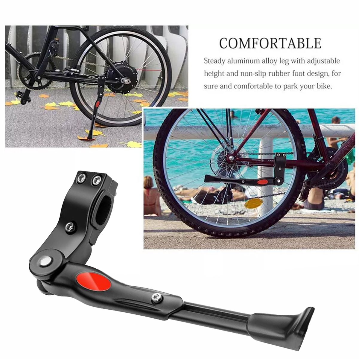 Verstelbare Fietsstandaard Mountainbike Kick Stand BMX MTB Zijstandaard Zwarte Fiets Aluminium Achterkick Fietsaccessoire