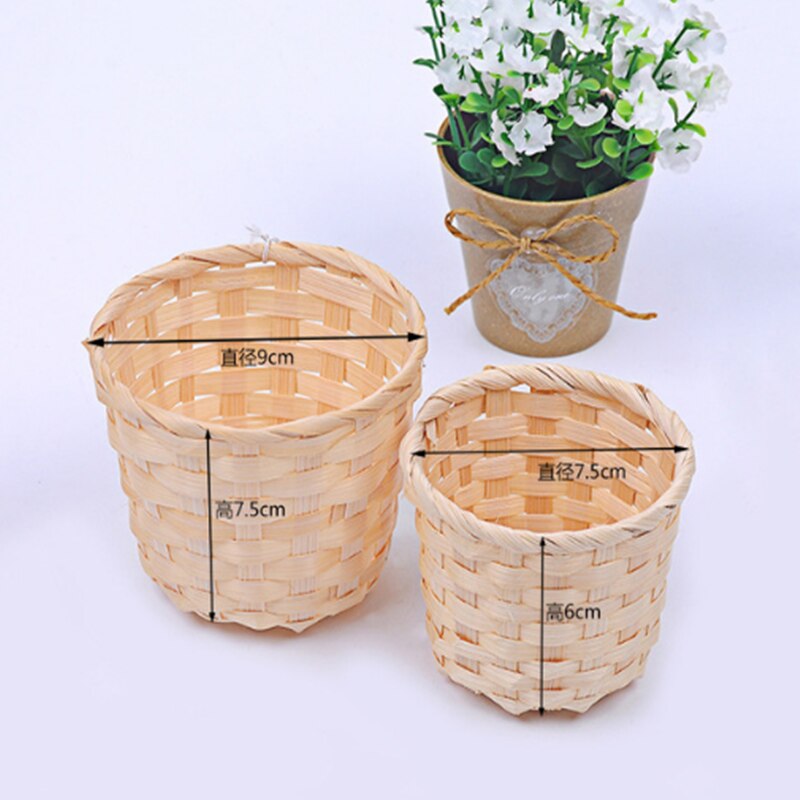 Bamboo Basket Desktop Debris Storage Toy Storage Woven Flower Basket Bamboo Wood Woven Basket Two Sizes Optional