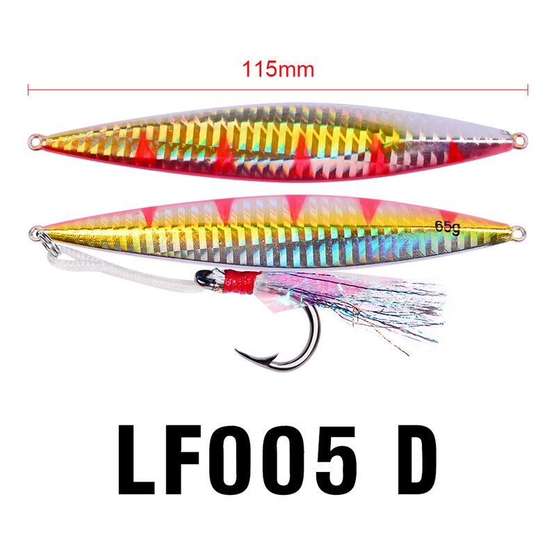 Leurre de pêche au gabarit 1 pièce leurres de poisson au plomb holographique à pas lent poids 65g-2.3oz matériel de pêche 11.5cm crochets appâts de bateau: Color D / without hook