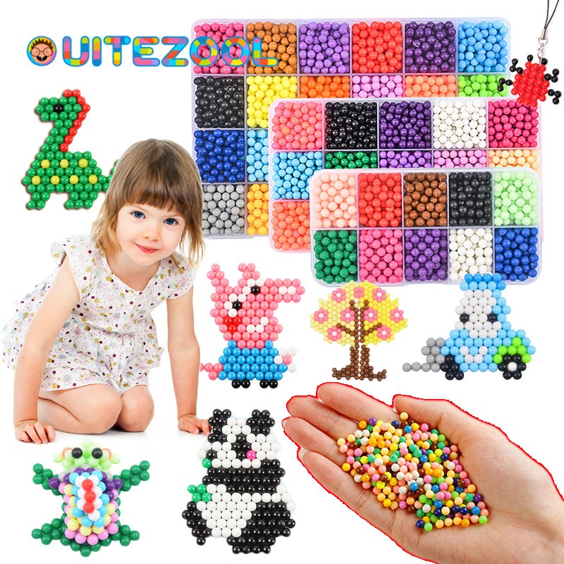 Refill Hama Beads Puzzle 3D Handmade Magic Aquabeads DIY Water Spray Beads Set Ball Games Children Toys for girls