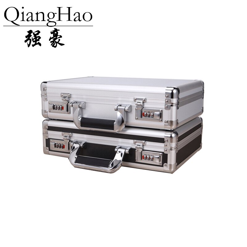 360*250*100mm Aluminum Alloy Portable Lock Box Toolbox Document Insurance Household Storage Box Metal Box with Lock Trumpet