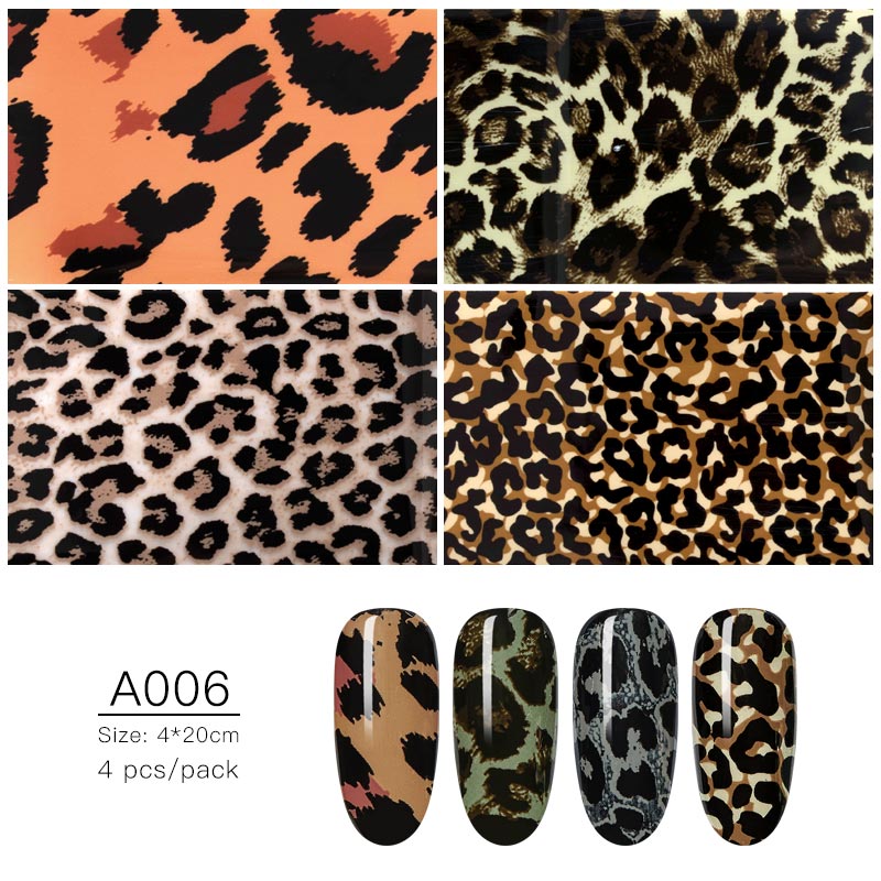 Luipaard Print Nagel Folie Stickers Set Nail Art Transfer Folies Sterrenhemel Adhesive Wraps Decoratie Manicure: Q02026