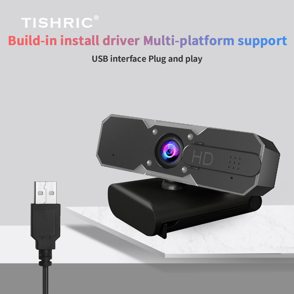 TISHRIC Fill Light Camera Live Game USB Camera RGB Atmosphere Lamp Web Camera with Microphone 1080P Webcam Autofocus Web Cam