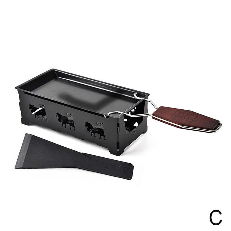 Frigideira forno de queijo mini bandeja de cozimento antiaderente com manteiga panelas conjunto suporte de queijo fundido vela ferro de aço carbono kitc w0x7: C