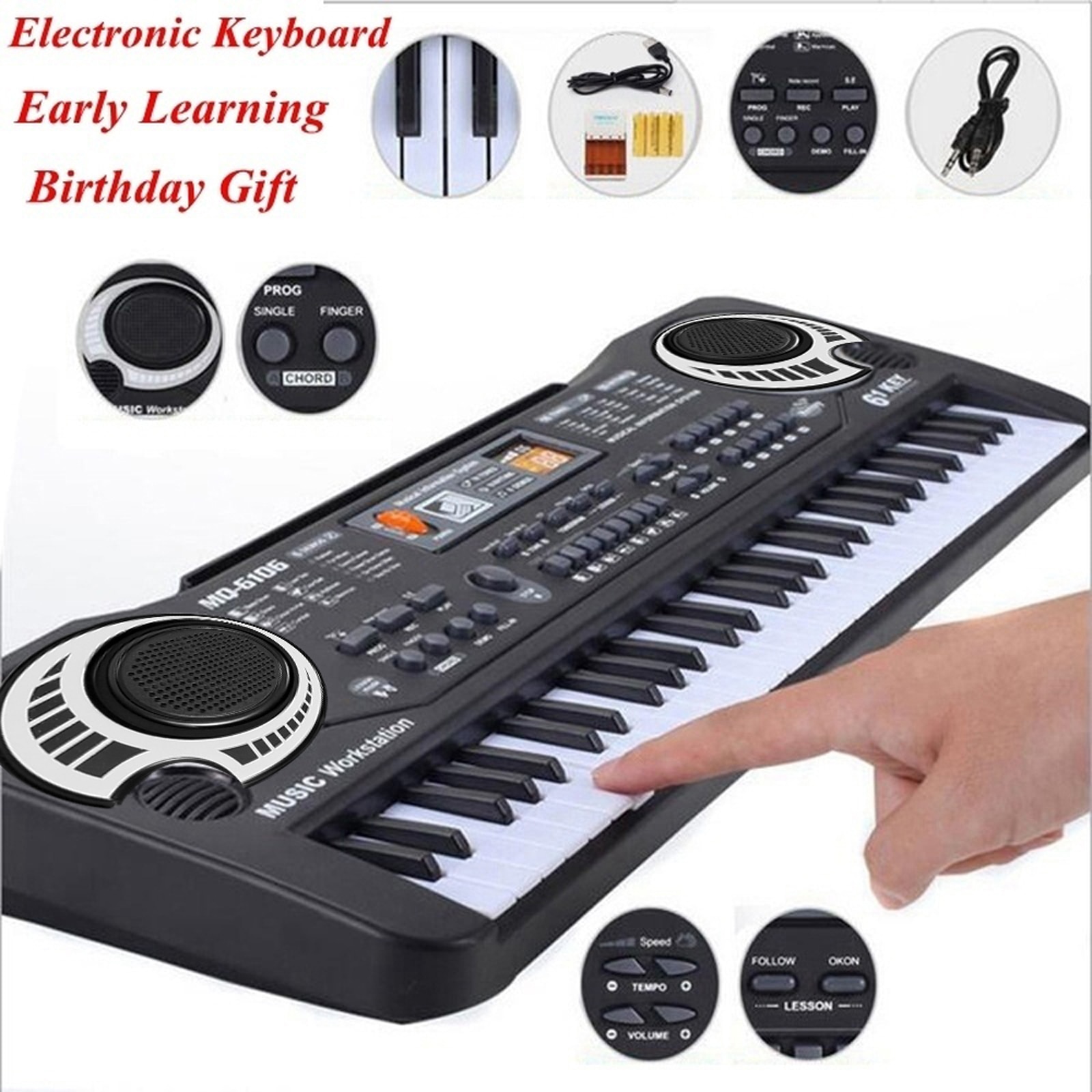 61 Keys Piano Digital Music Electronic Keyboard KeyBoard Black Electric Piano Kids with microphone Keyboard instrument !