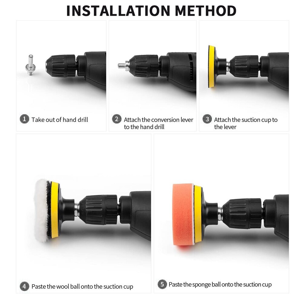 22PCS Car Polishing Disc Set Self-Adhesive Buffing Waxing Sponge Wool Wheel Polishing Pad For Car Polisher Drill Adapter