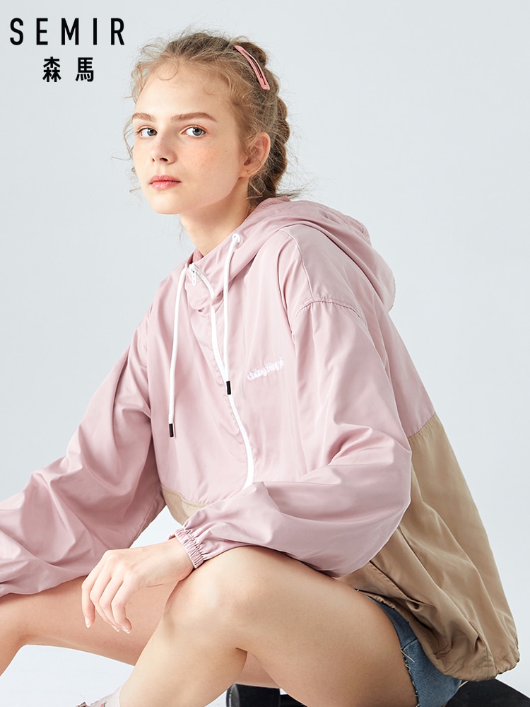 Semir pullover jacka kvinnor höst brev broderi lös oversized lös casual huvjacka för utomhusbruk
