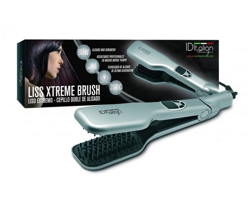 Cepillo alisador DOBLE LISS XTREME Italian PostQuam con tecnología exclusiva de extracción de vapor con control de temperatura - color gris plata - hasta 230º - 80 W - IDELISSXTREME