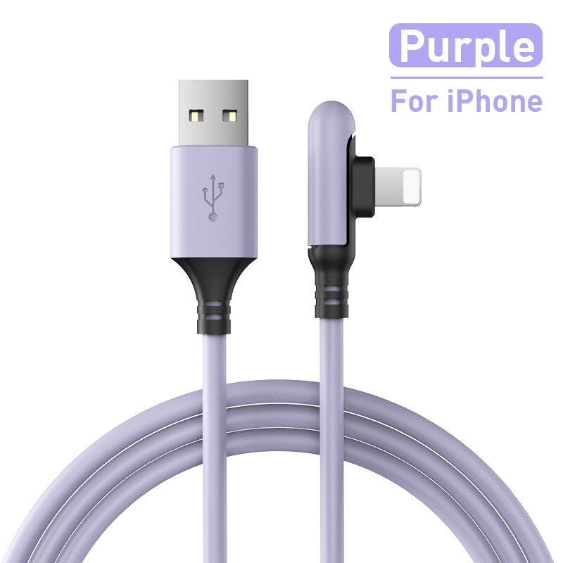 3a 90 asteen usb datakaapeli 0.3/1.2/1.8m 8 pin foe iphone laturi kaapeli neste silikoni pikalatausjohto iphonelle 13 12 11: Violetti / 1.2m