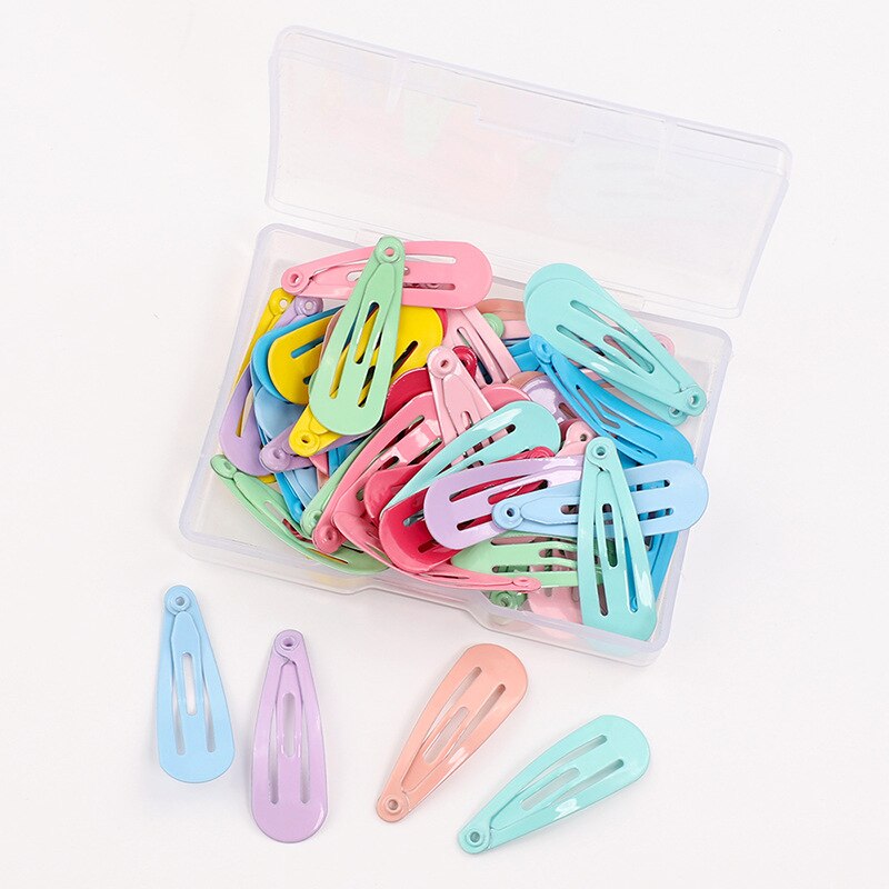 50 Pcs Mix-Kleur 3Cm Baby Meisjes Snap Haar Clips Geen Slip Metalen Haar Haarspeldjes Haarspelden Kids haar Accessorie: Mixed