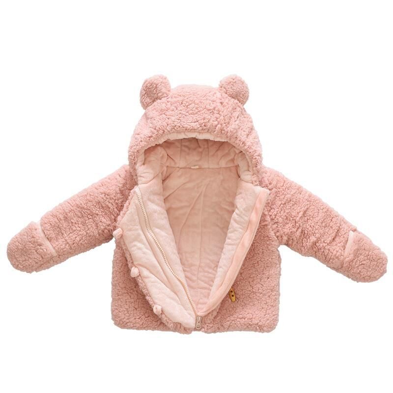 2021Warm Baby Jas Herfst Winter Kids Kleding Leuke Hooded Jassen Meisjes Jongens Fleece Cartoon Beer Baby Truien Hoodies