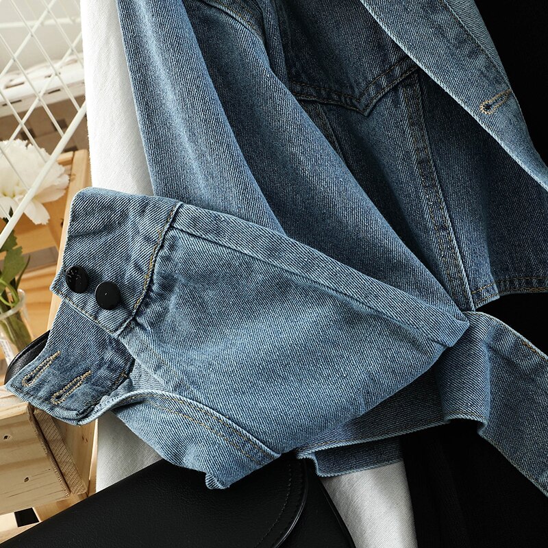 Marca de moda terno feminino outono nova moda tricô fino meados de comprimento pequeno vestido preto + jaqueta jeans curto duas peças feminino