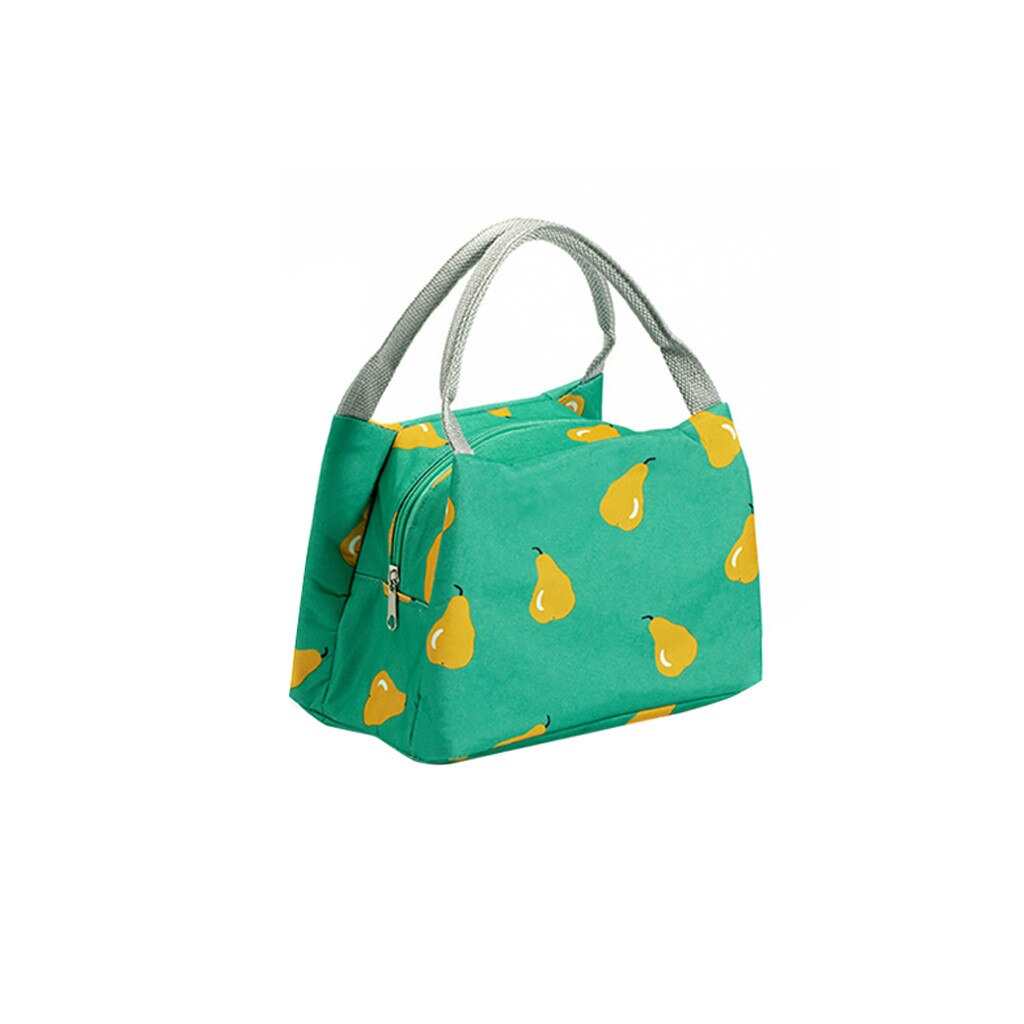 Bolsas de aislamiento fresco para el almuerzo, lonchera térmica Oxford, impermeable, conveniente, de ocio, Flor Retro bonito, Marmita: Green