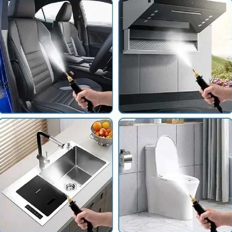 Steam cleaner 2500W, 900ml water tank with 3 replacement heads, household steam cleaner for cars, tiles, sofas