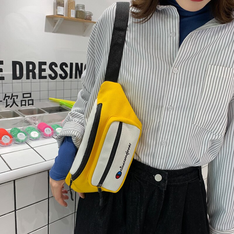 Messenger bag kvinnlig vild ins hip hop port stil bröstväska väska midjeväska kvinnlig ins: Gul
