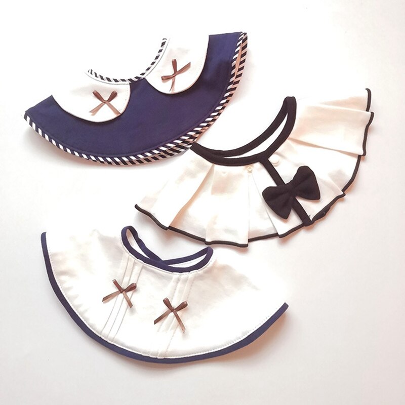 Koreaanse Stijl Ronde Baby Meisjes Slabbetjes Kwijlen Speeksel Handdoek Leuke Boog Nep Kraag Draaibare Kwasten Burp Doek Baby Dingen