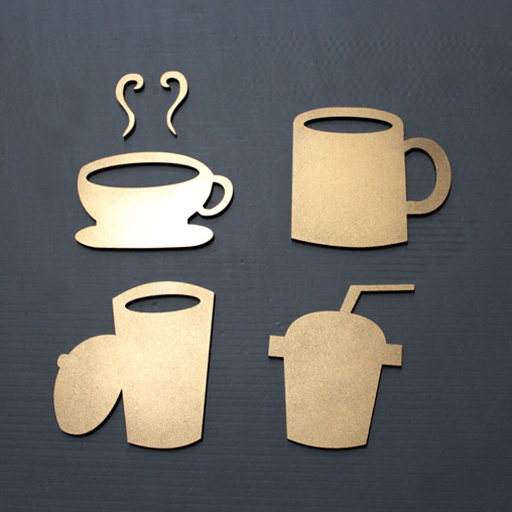 DIY Coffee Wall Clock Modern Gold Kitchen Watch Europe Big Cup 3D Stickers Quartz Digital Clocks Home Decor