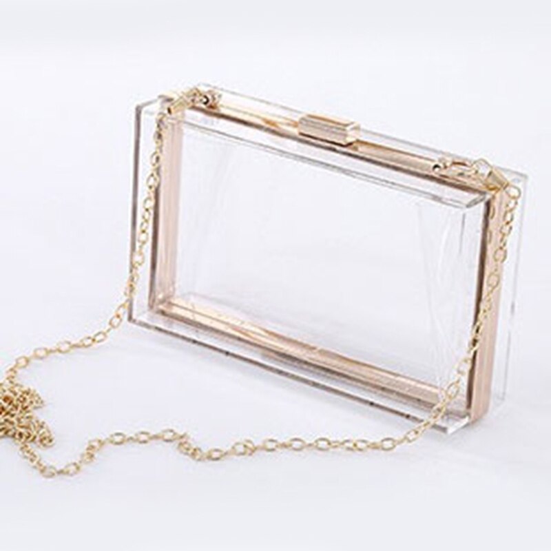 Transparent Ladies Bag Acrylic Color Box Brand Ladies Evening Dress Portable Messenger Bag Wedding Female Clutch Bag: Transparent color