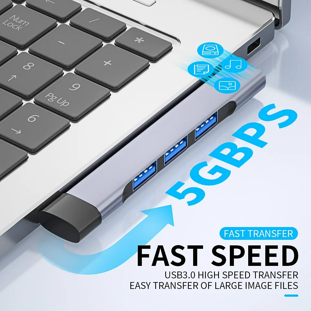 4 in 1 USB-C Hub Universal- USB 3.0 Docking Bahnhof hoch Geschwindigkeit Splitter OTG Adapter Für Laptop PC Zubehör