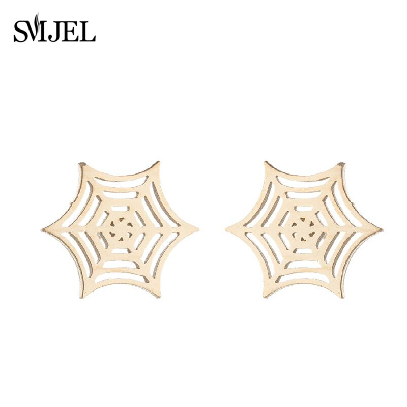 Punk Stijl Koreaanse Schattige Halloween Spook Spin Oorbellen Voor Vrouwen Sieraden Alien Et Web Net Oorbellen Xmas Accessoires 2024: Licht Geel Goud Kleur