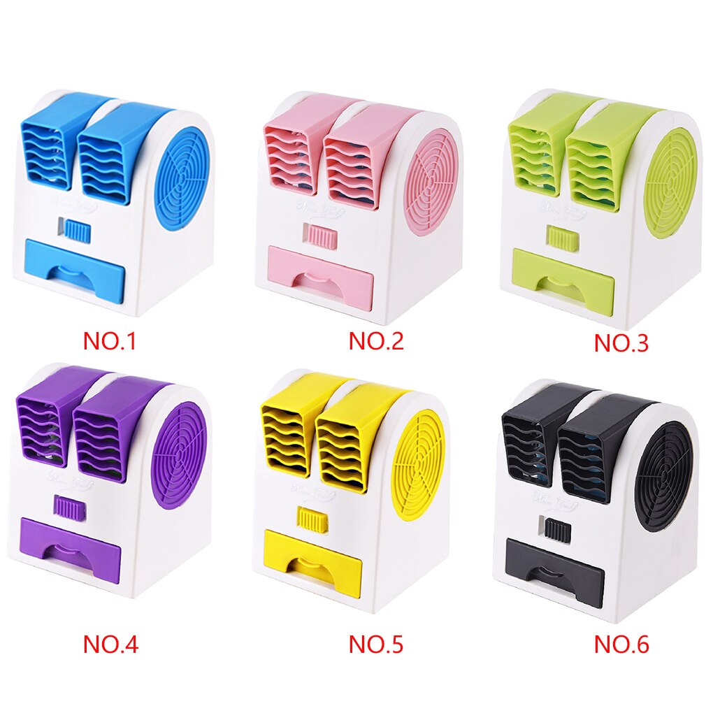 USB Mini Air Conditioner Portable Personal Cooling Fan Double Air Outlet Summer Desktop Air Cooler Fan
