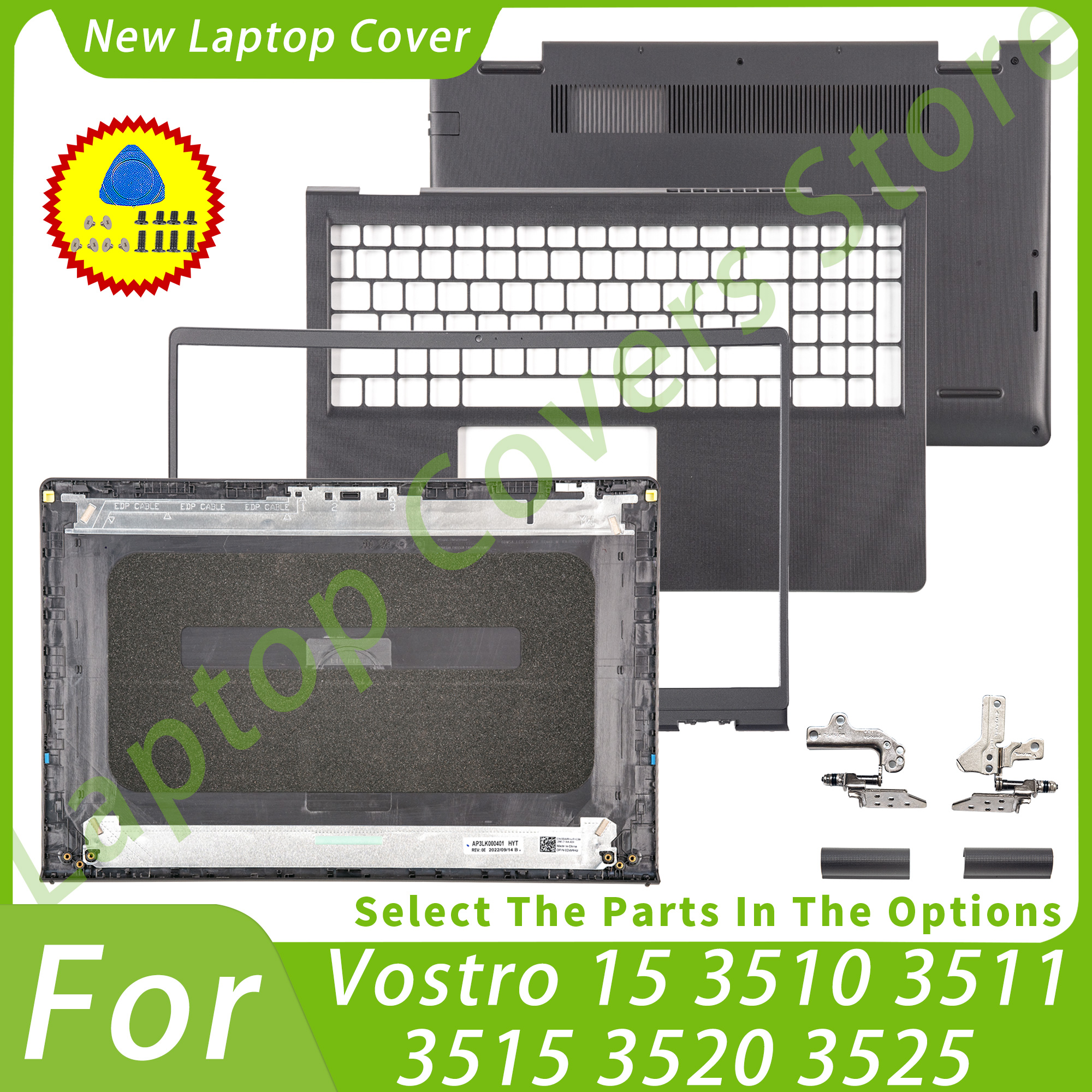 couvercle arrière/lunette/charnières LCD pour Vostro 15 3510 3511 3515 3520 3525 V3510 pièces en plastique repose-paume boîtier inférieur 15.6 pouces