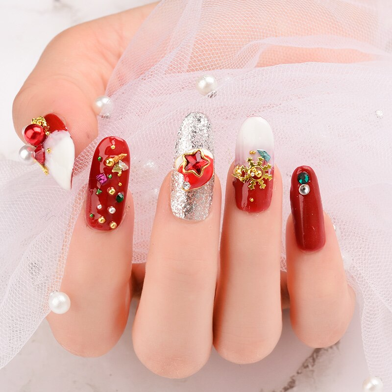 Sieraden Decoratie Voor Kerst Designs Diy Nail Decoratie Legering Metalen Studs/Legering/Parels Mix Rhinestone 3D Kerst Nail art