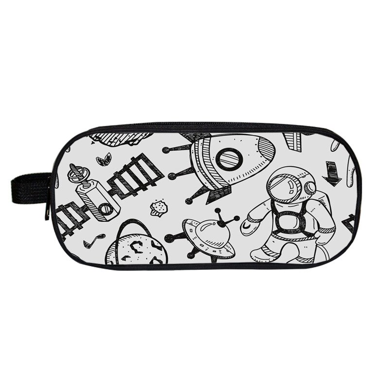 Cartoon DIY Pencil Case Kawaii Stationery Space Astronaut Alien Pen Bags For Boys Double Layer Kid School Pencil Cases: 06