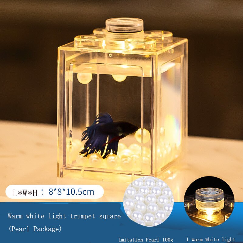 Minni Betta-pecera para tortugas, reptiles, medusas, peces dorados, camarones, bolas de musgo, insectos, caja de Decoración de mesa, suministros para acuario: YELLOW
