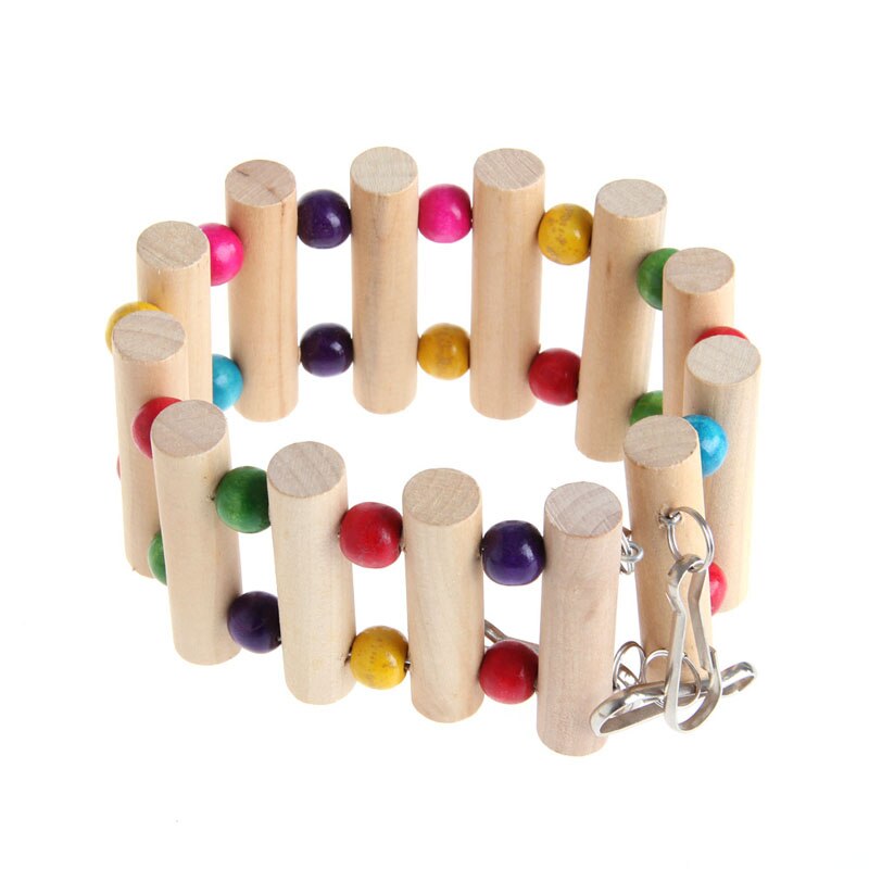 Birds Swing Wooden Bridge Ladder Climb Cockatiel Parakeet Parrot Pet Toy T8DC