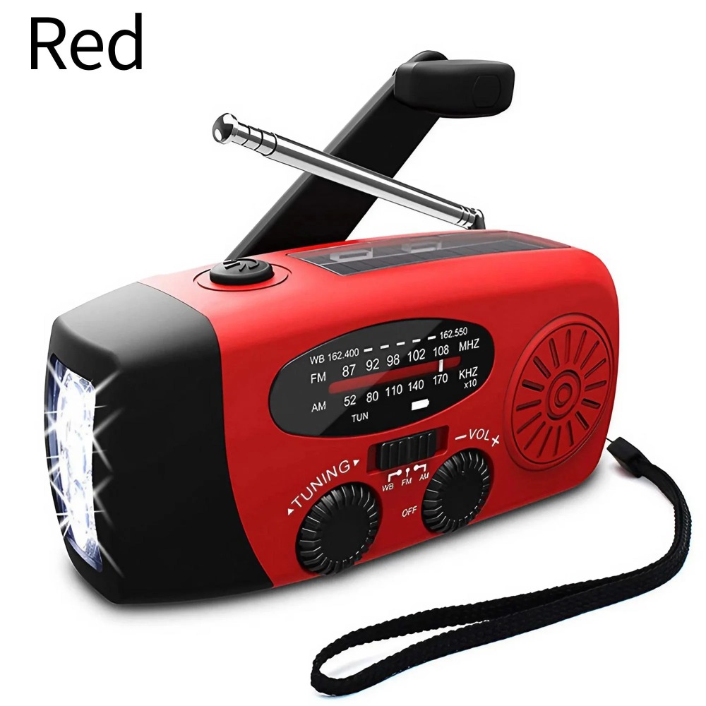Rádio meteorológico de emergência multifuncional rádio fm am wb manivela solar carregamento usb 2000mah power bank lanterna led tocha: Prateado