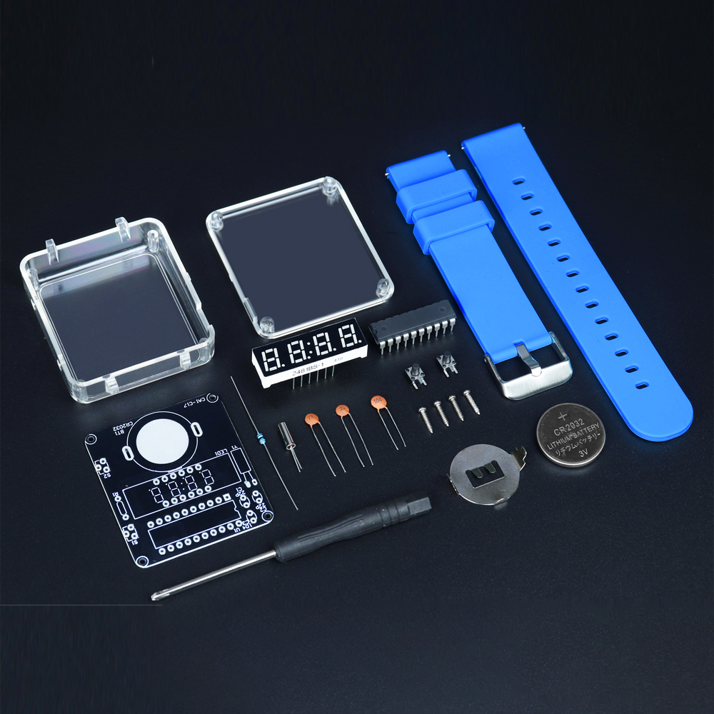 Kit de montre électronique à monter soi-même, affichage numérique LED , boîtier Transparent 3V, Kit de bricolage à souder pratique électronique