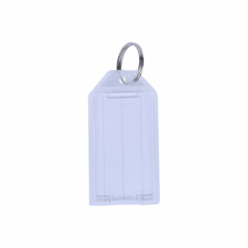 20 stuks stevige kunststof sleutelhangers met splitringlabelvenster, diverse kleuren
