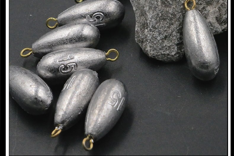 1pack 5g-1000g Lead Sinkers Water Lead Weights Oval Split Shot Olive In Line Fishing Tackle Accessories Hollow And Solid
