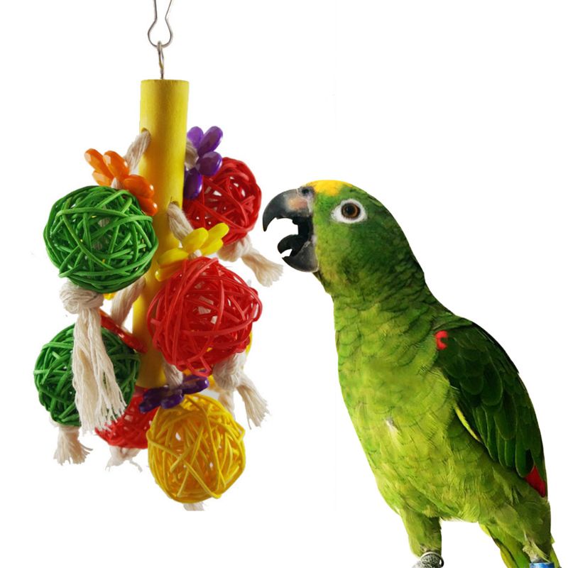 6 unids/set juguetes de columpio para pájaros y mascotas, juguetes de loros para masticar, Perches colgantes, campanas, pequeños periquitos, jaula para loros, morder, cuerda de escalada, juguete N1HA