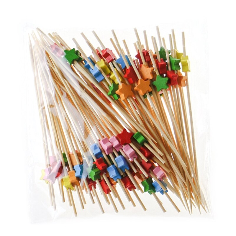 100pcs 12cm Disposable Bamboo Fork Buffet Fruit Desserts Pick Skewer Food Cocktail Sandwich Stick: 7