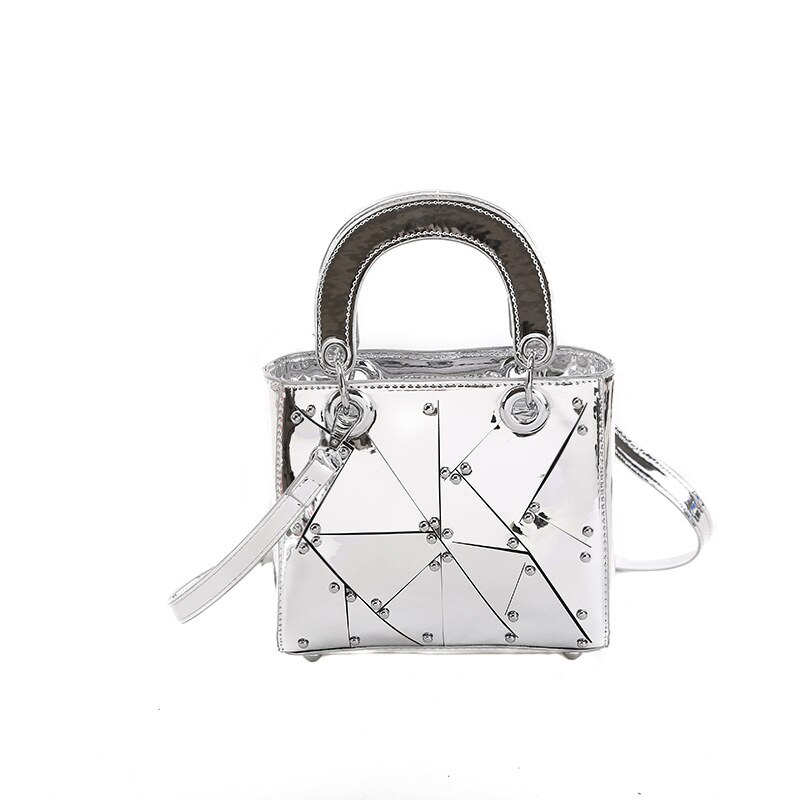 PU Leather Shoulder Bag - Solid Pattern - Zipper Closure - Single Strap - Fashion Style: Silver