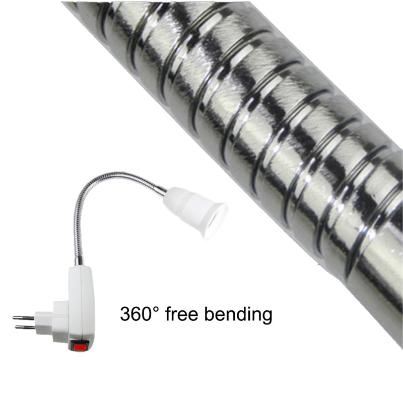 20cm EU Plug E27 Flexible Light Lamp Bulb Adapter Socket Extend Extension Converter Wall Base Bulb Holder Screw Book Lamp Socket
