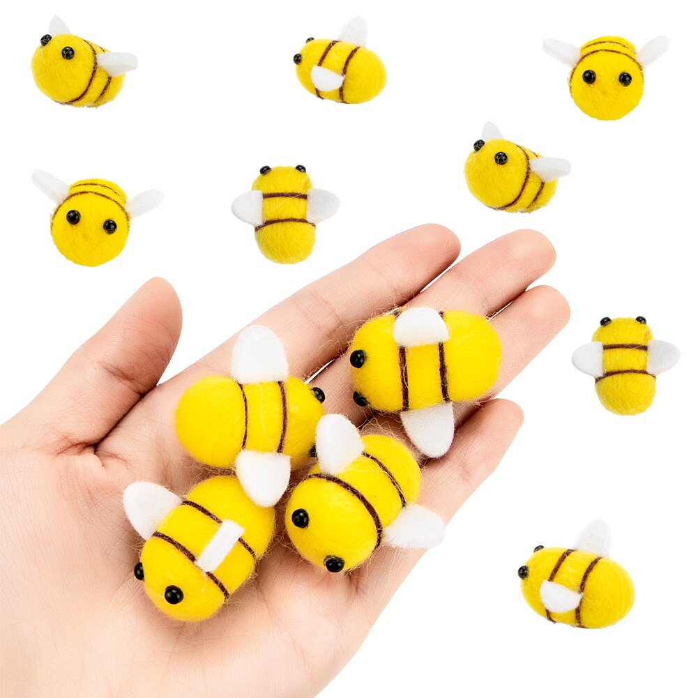 20 pièces BRICOLAGE Laine Feutre D'abeille Artisanat Fait Main En Épingle À Cheveux Pince À Cheveux Abeille Accessoires Photograpghy Accessoires Décor de Fête BRICOLAGE Costume D'abeille Fournitures