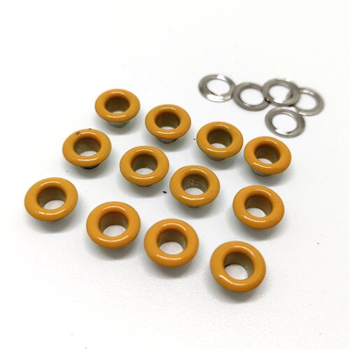 Oeillet métallique pour Scrapbooking, 100 pièces, trou de 4mm, embellissement de bricolage pour vêtements de travail, couture de vêtements: 3 yellow
