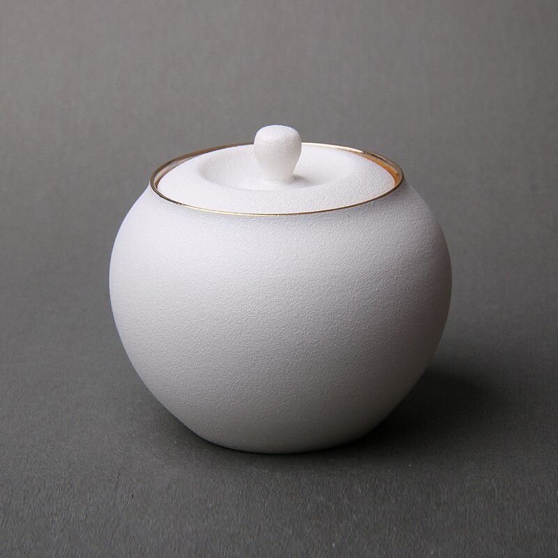 Ceramic Tea Caddy Teaware Sealed Pot Coarse Pottery Portable Pu'er Green Tea Container Tea Organizer Tea Tins Tea Storage: white