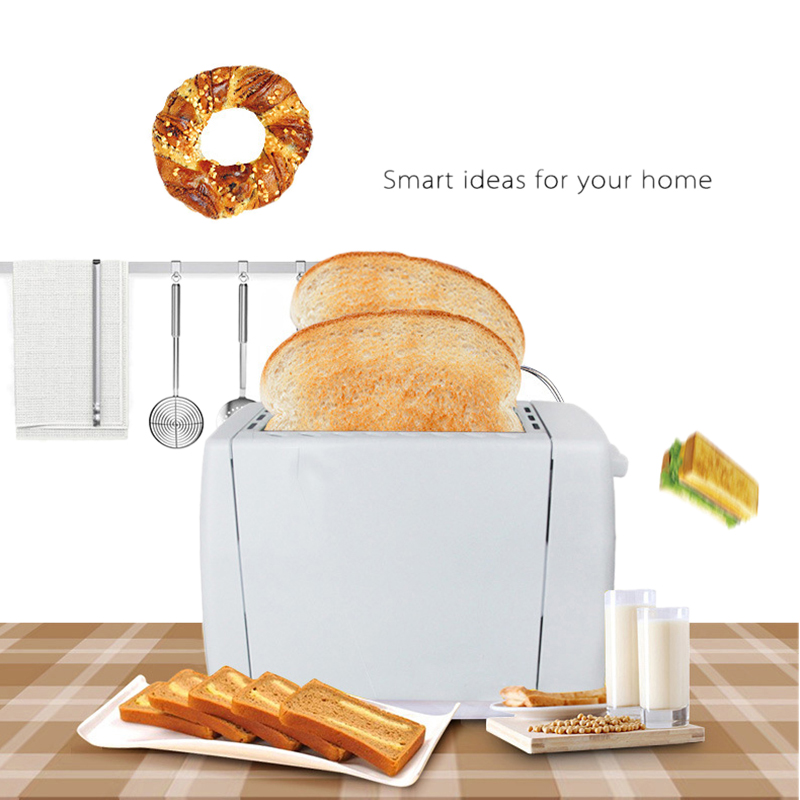 Home Appliances Electric Bun Toaster Household Stainless Steel 2 Slices Toaster Bread Machine(US Plug)