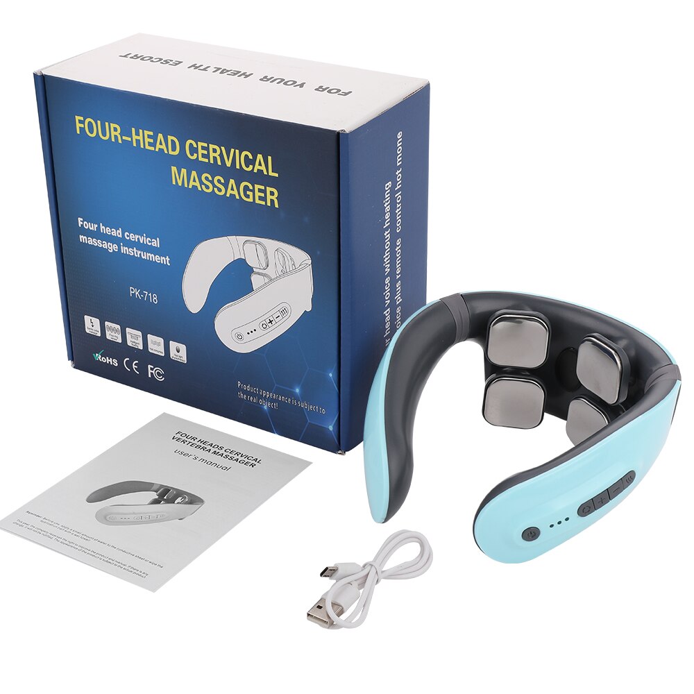 Elektryczny masażer szyi inteligentny szyi i masaż pleców impuls elektryczny ciała masaż odcinka szyjnego relaks 4D terapia magnetyczna masaż: Type 2 Blue